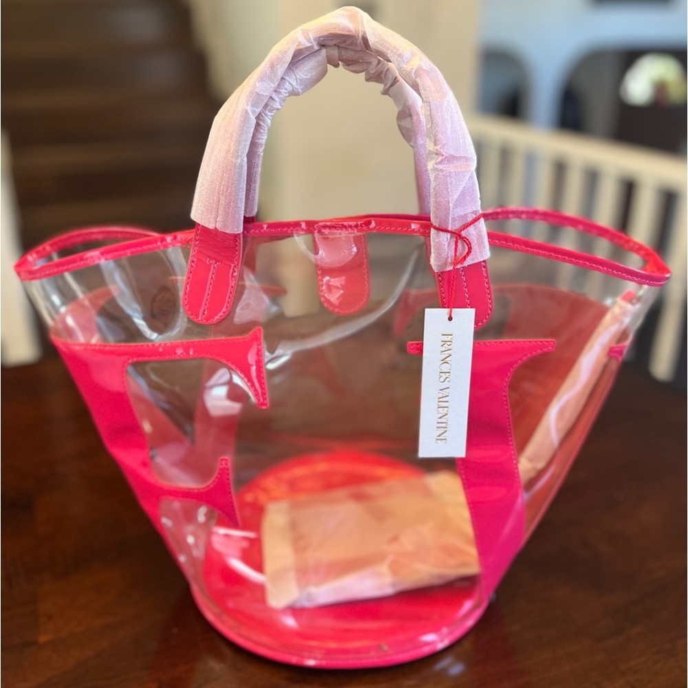 Frances Valentine PVC Tote clear and pink NWT
